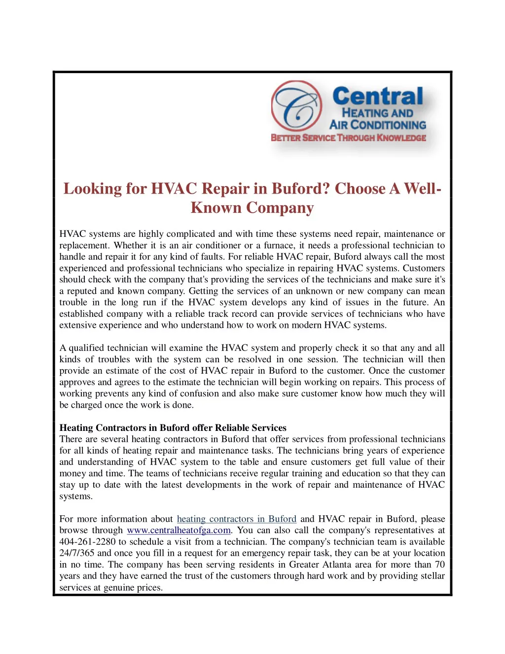 looking for hvac repair in buford choose a well