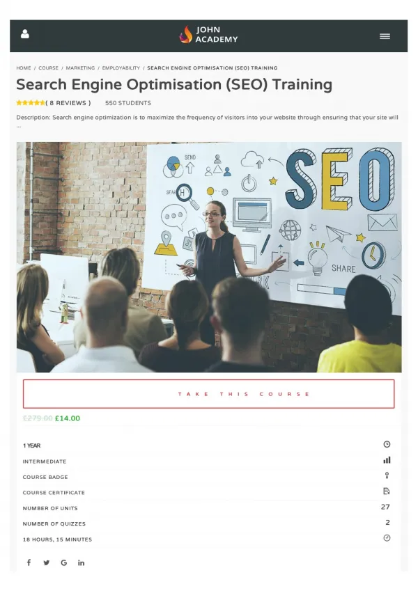 Search Engine Optimisation (SEO) Training