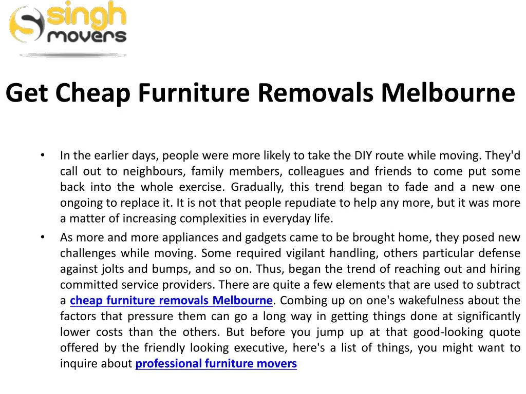 get cheap furniture removals melbourne