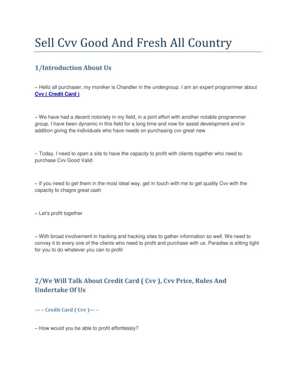 Sell Cvv Good And Fresh All Country