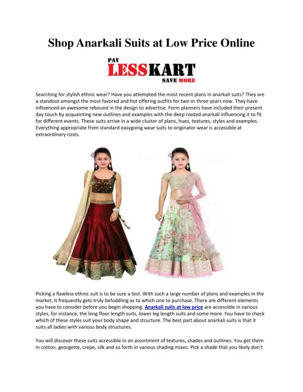 Shop Anarkali Suits at Low Price Online