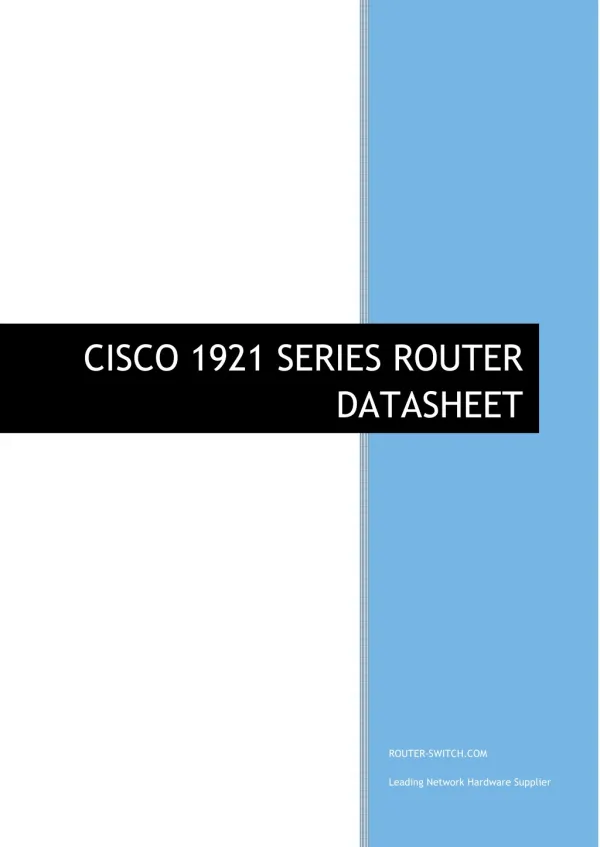Cisco ISR 1921 Series Router Datasheet