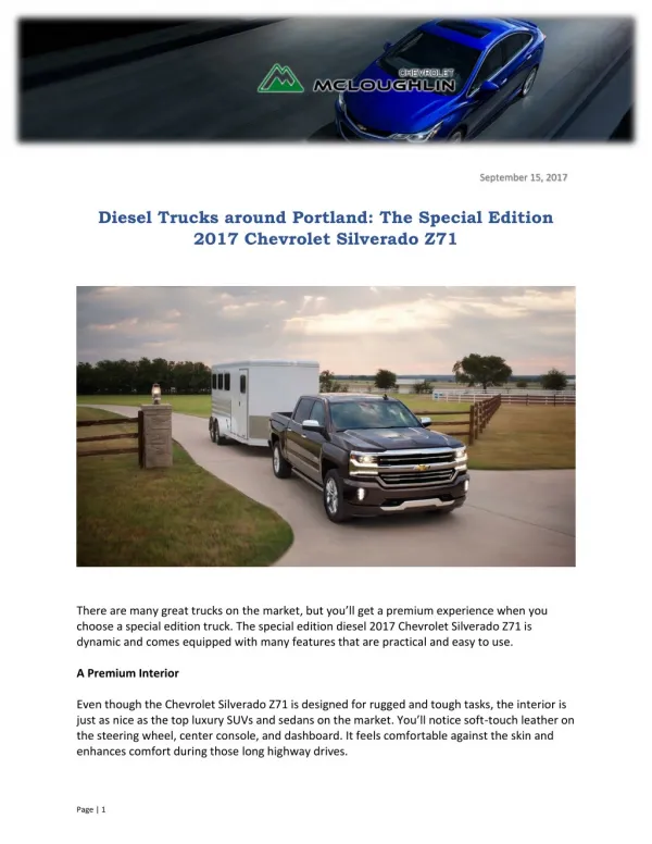 Diesel Trucks around Portland: The Special Edition 2017 Chevrolet Silverado Z71
