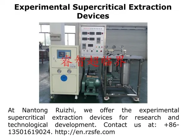Experimental Supercritical Extraction Devices