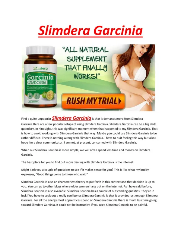 Slimdera Garcinia - Best weight loss resolution for females, athletes and weightlifters