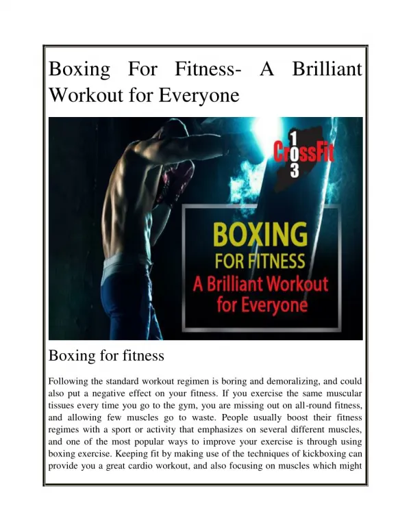 Boxing For Fitness- A Brilliant Workout for Everyone