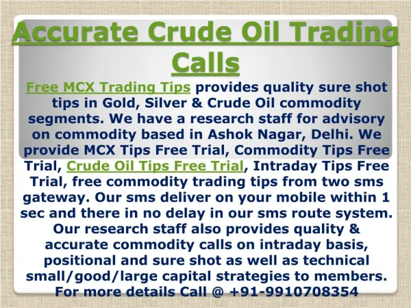 Get Quality MCX Commodity Trading Tips with Free MCX Trading Tips
