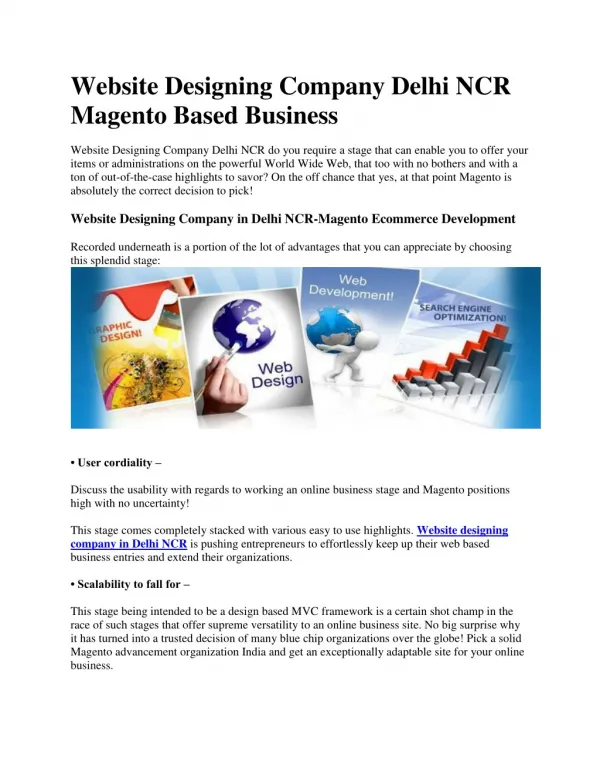 Website Designing Company Delhi NCR Magento Based Business