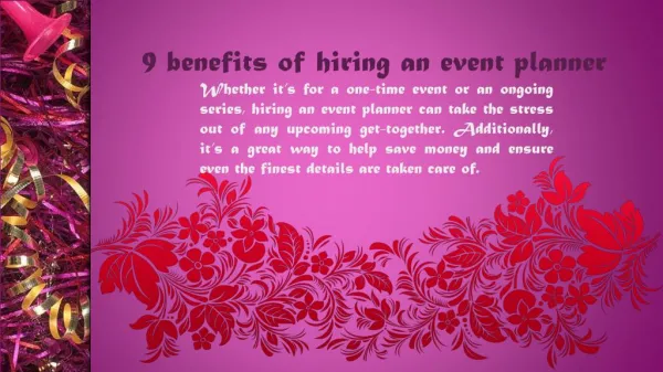 9 benefits of hiring an event planner