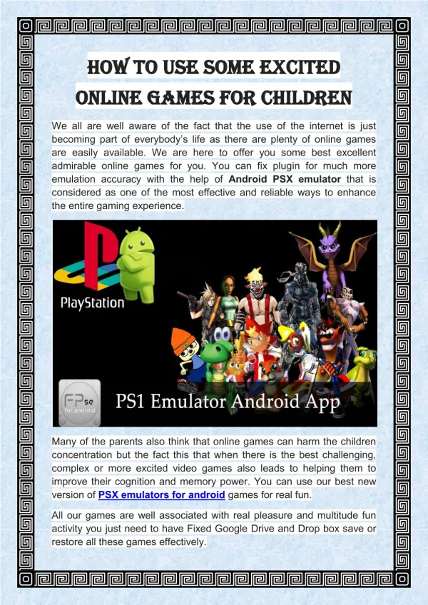 How to Use Some Excited Online Games for Children