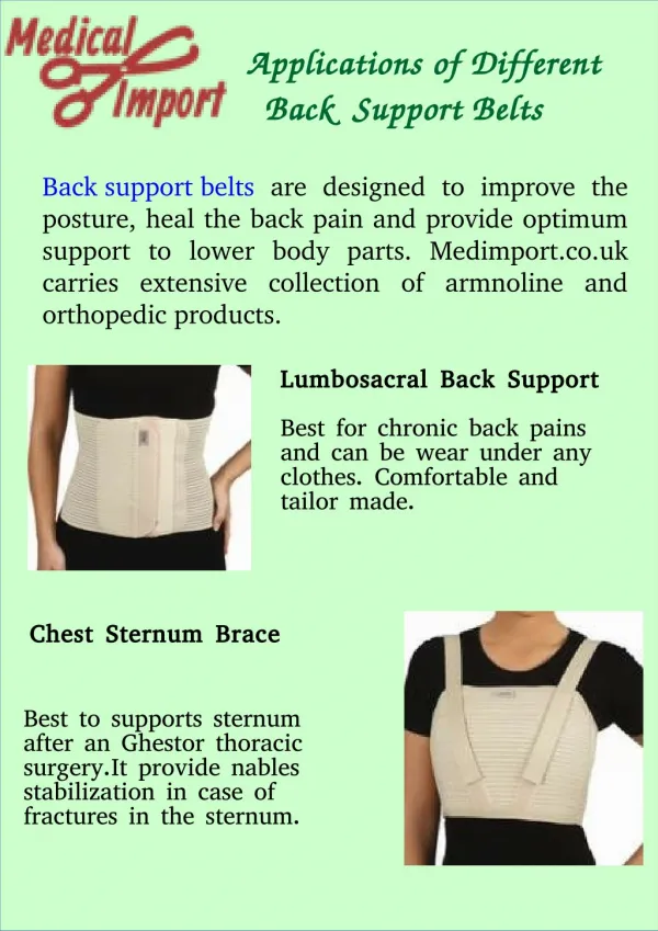 Applications of Different Back Support Belts