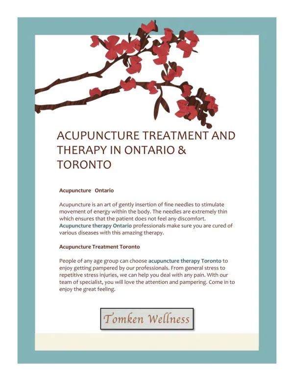Acupuncture Treatment And Therapy