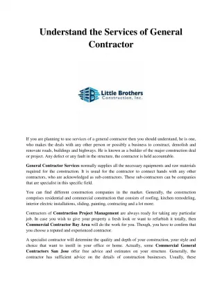 Understand the Services of General Contractor - slide 1