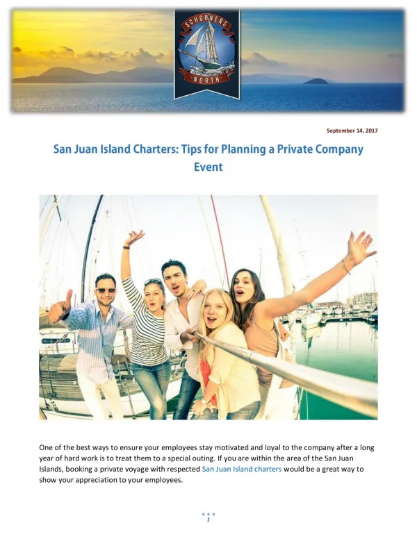 San Juan Island Charters: Tips for Planning a Private Company Event