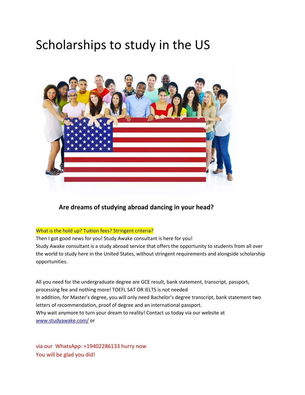 scholarships to study in the us