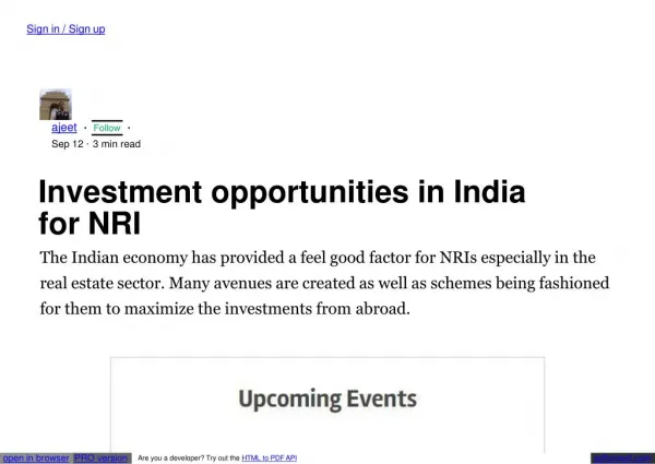 Investment opportunities in India for NRI