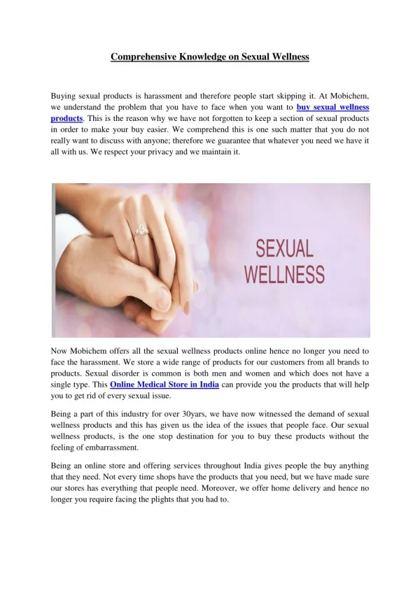 Comprehensive knowledge on sexual wellness