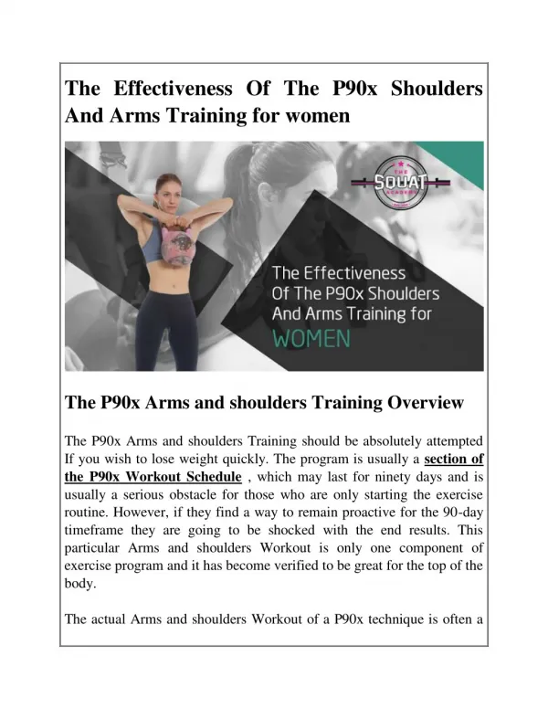 The Effectiveness Of The P90x Shoulders And Arms Training for women