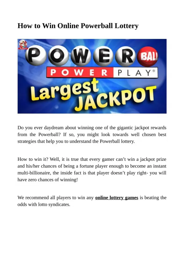 How to Win Online Powerball Lottery