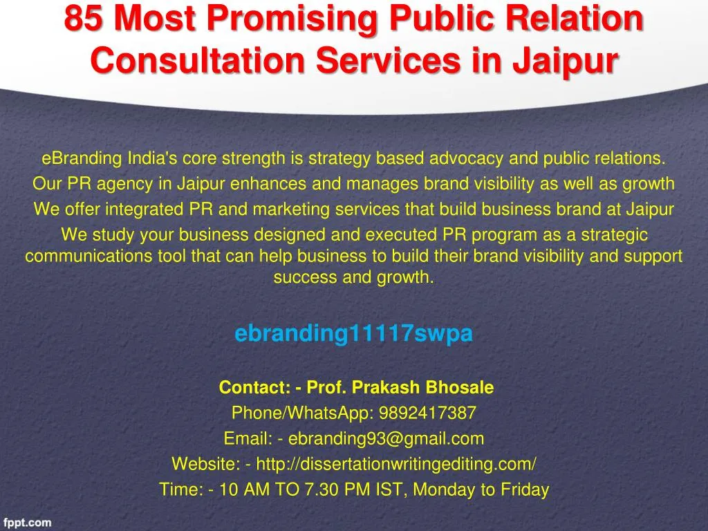 85 most promising public relation consultation services in jaipur
