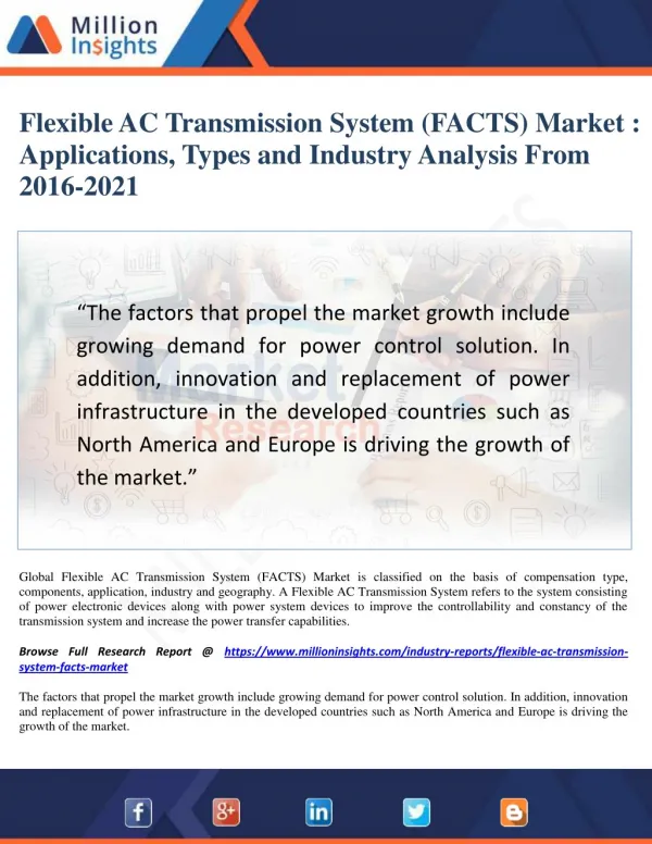 Flexible AC Transmission System (FACTS) Market Size, Industry Chain Analysis Report 2021