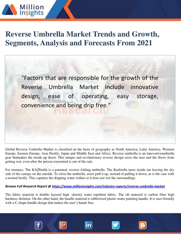 Reverse Umbrella Market Share by Application 2021 - Million Insights