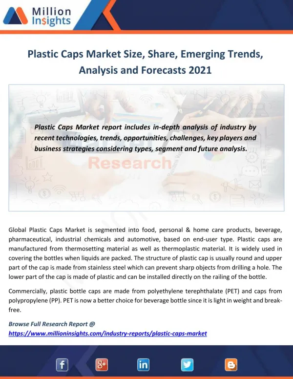 Plastic Caps Market to 2021 Industry Size, Share, Revenue Analysis