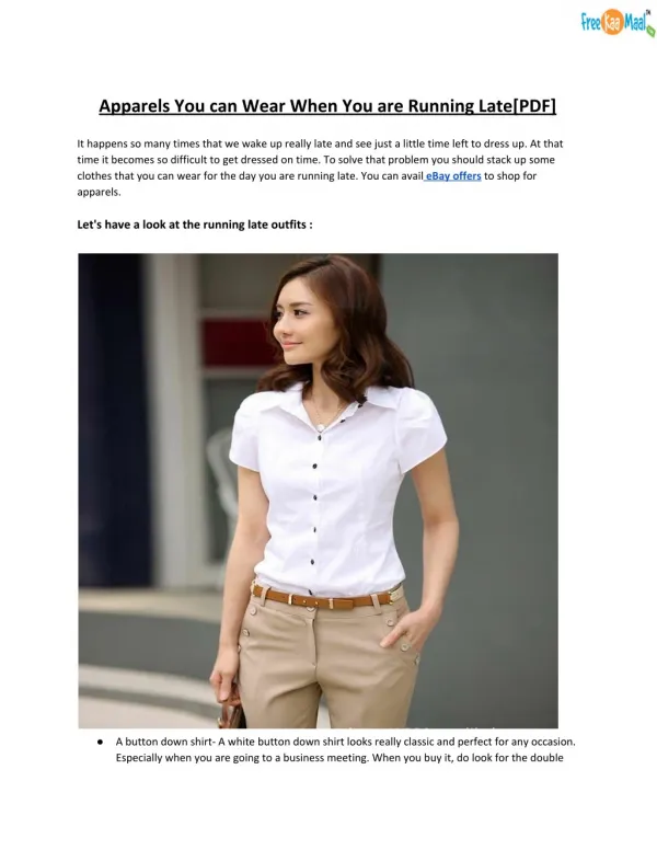 Apparels You can Wear When You are Running Late[PDF]