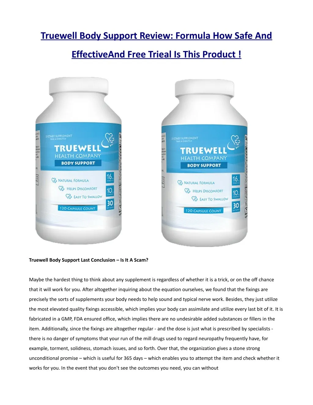 truewell body support review formula how safe and