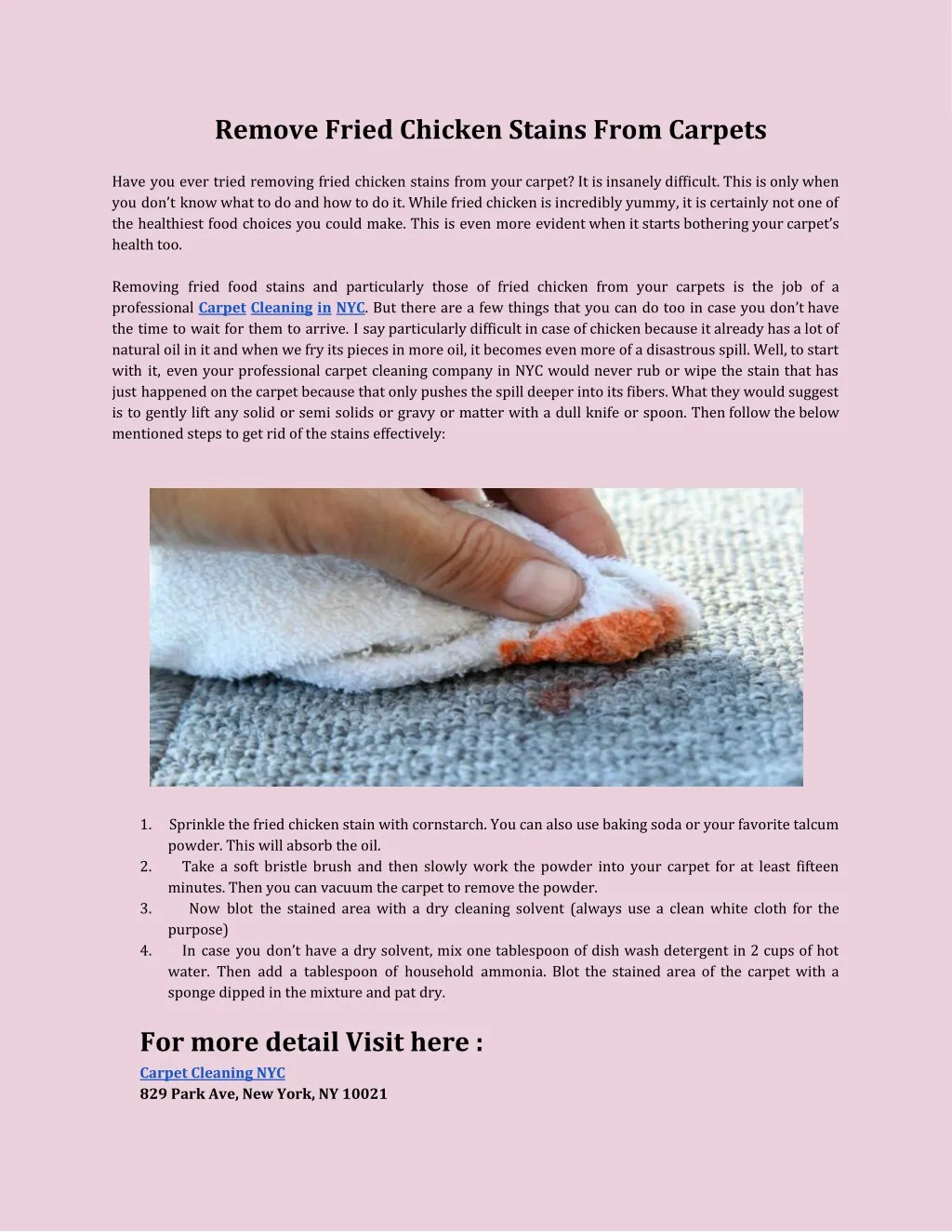 remove fried chicken stains from carpets