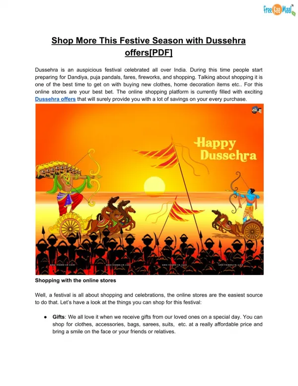 Shop More This Festive Season with Dussehra offers[PDF]