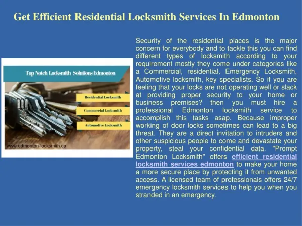 Residential locksmith edmonton
