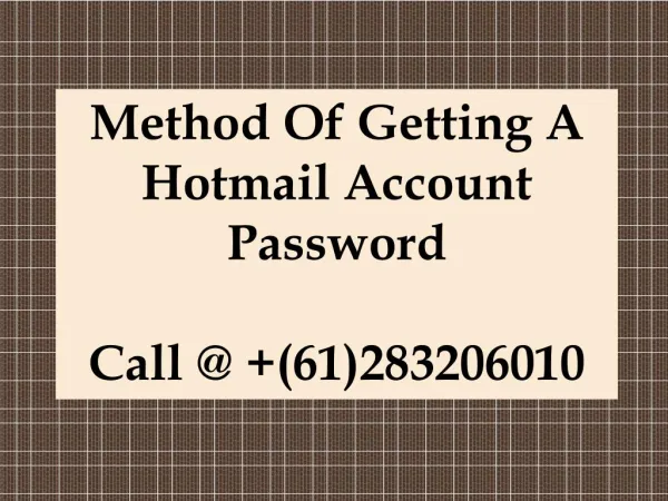 Method Of Getting A Hotmail Account Password