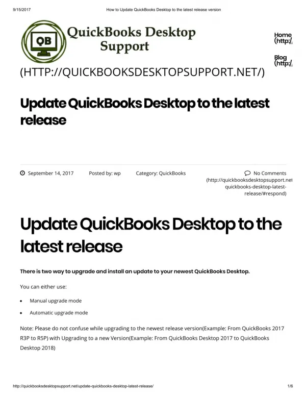 Update QuickBooks Desktop to the latest release