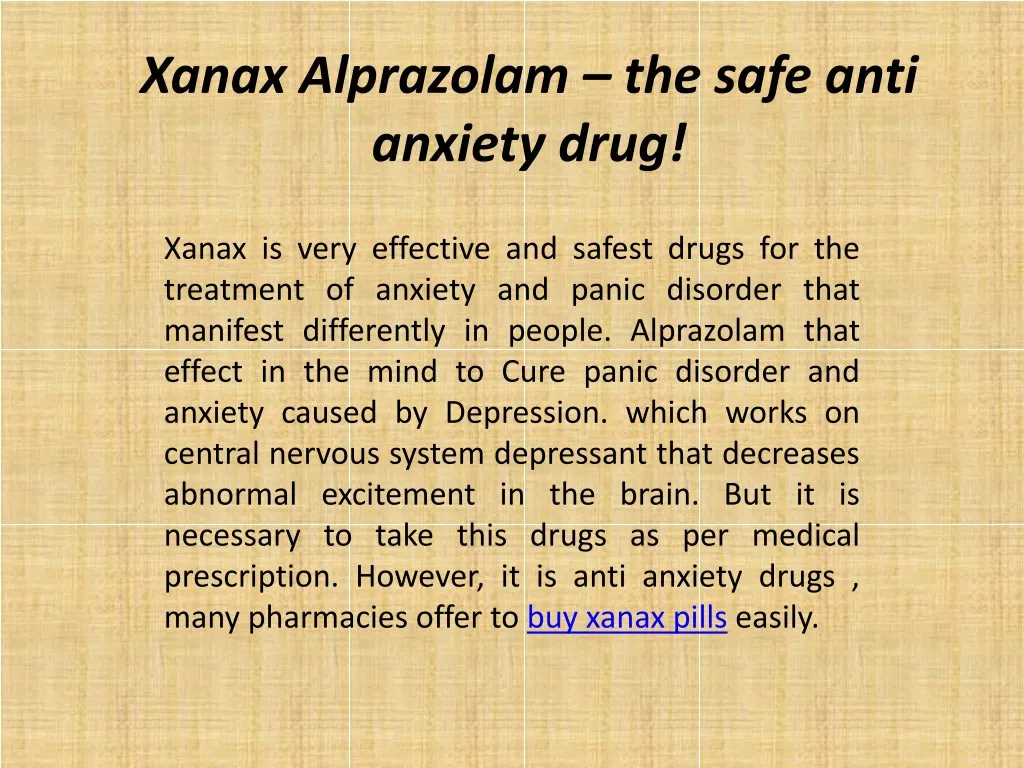 xanax alprazolam the safe anti anxiety drug