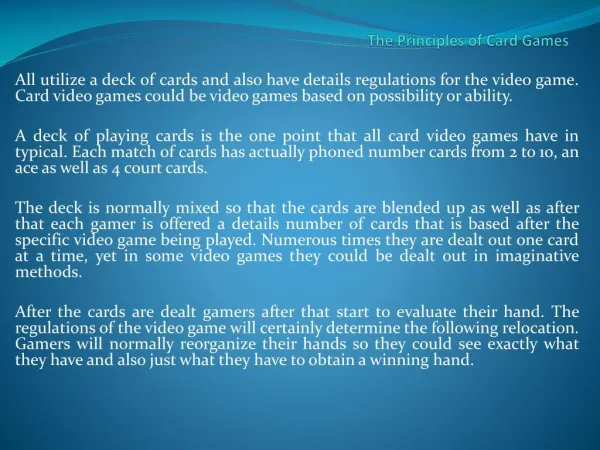 The Principles of Card Games