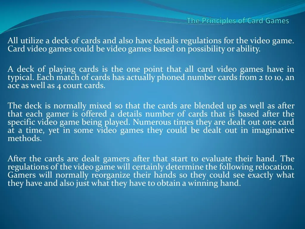 the principles of card games