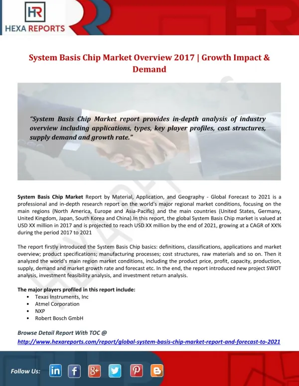 System Basis Chip Market Overview 2017 | Growth Impact & Demand