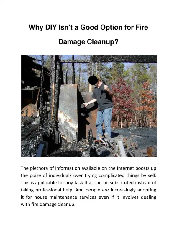 Why DIY Isn't a Good Option for Fire Damage Cleanup?