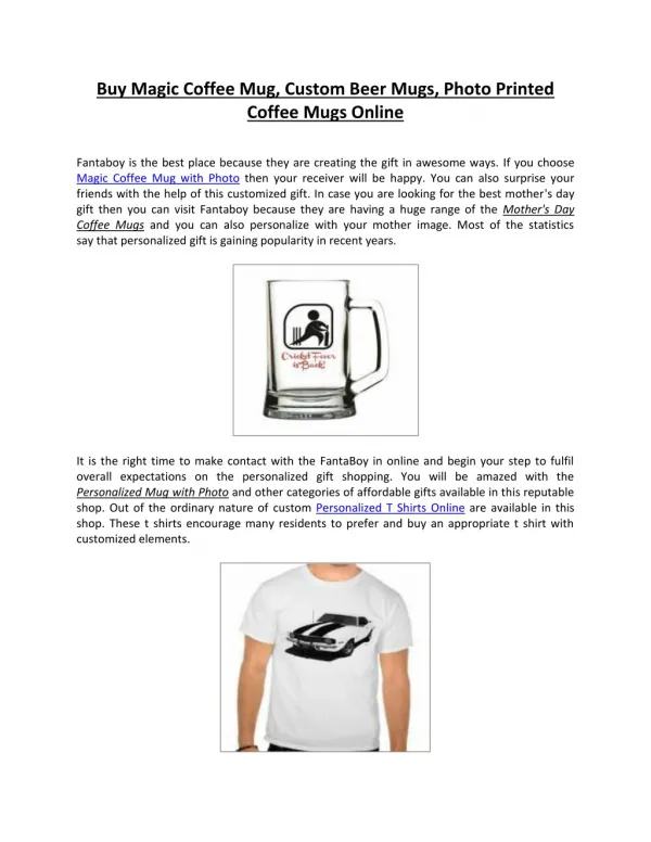 Buy Magic Coffee Mug, Custom Beer Mugs, Photo Printed Coffee Mugs Online
