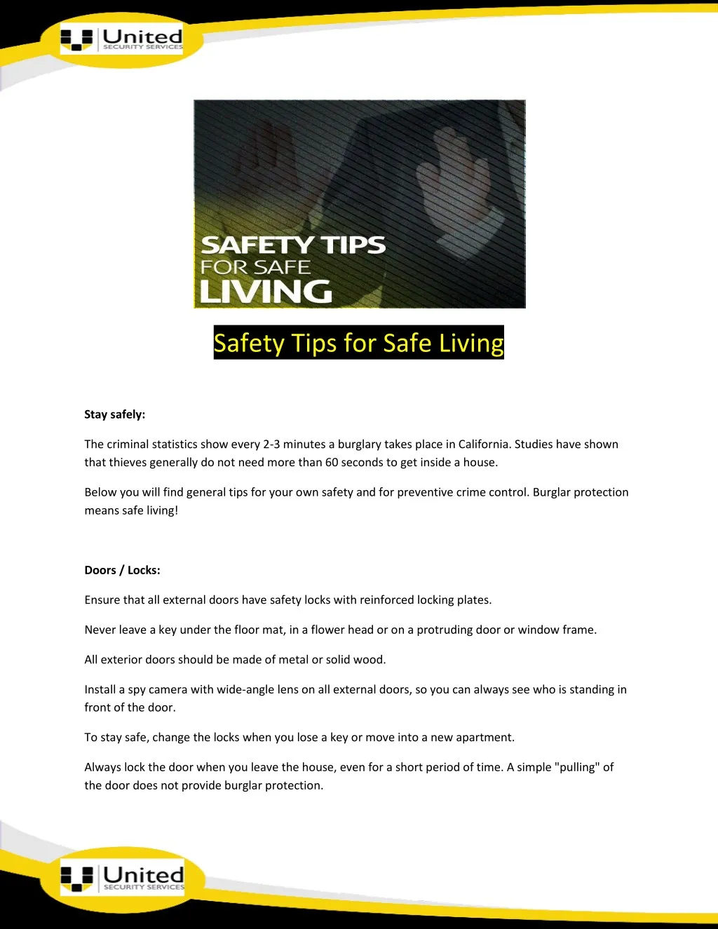 safety tips for safe living