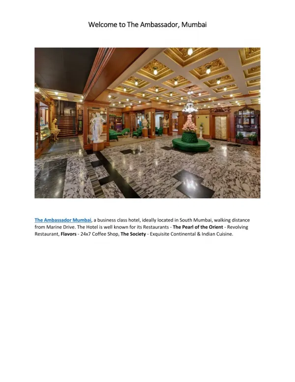 Ambassador luxury hotel Mumbai