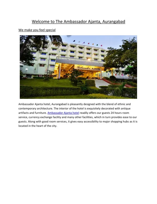 Ambassador luxury hotel aurangabad