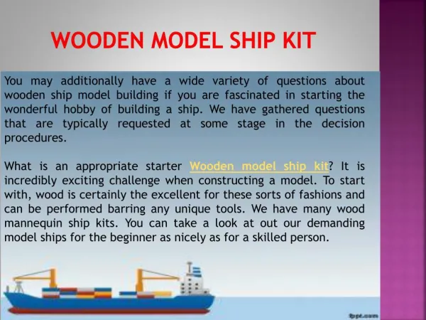 Wooden model ship kit