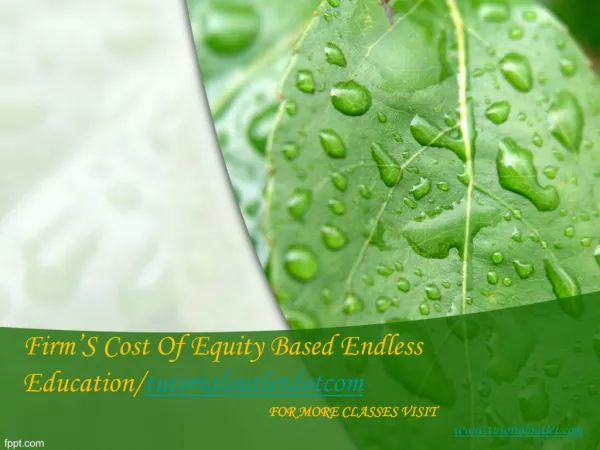 Firm’S Cost Of Equity Based Endless Education/tutorialoutletdotcom