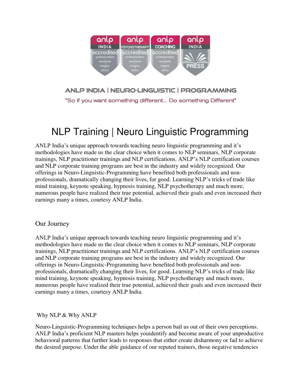 nlp training neuro linguistic programming