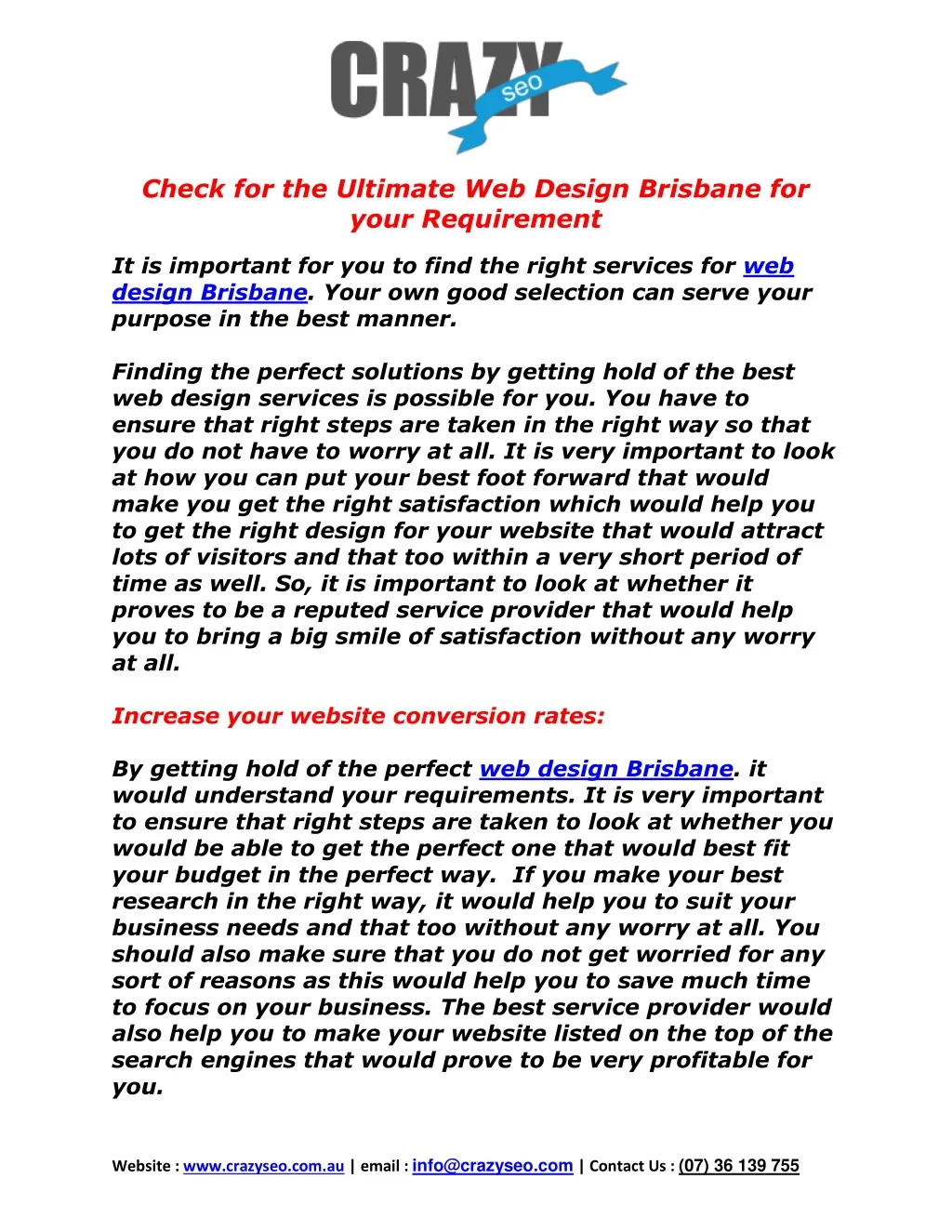 check for the ultimate web design brisbane