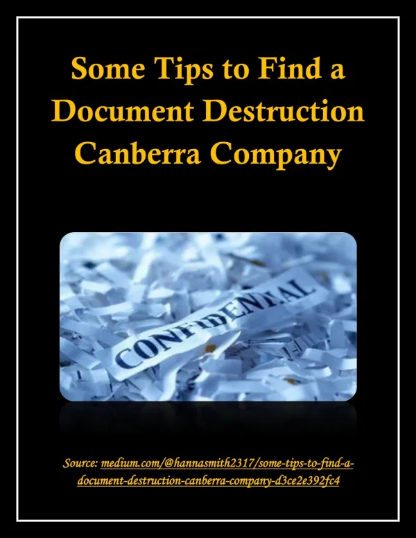 Find a Document Destruction Canberra Company