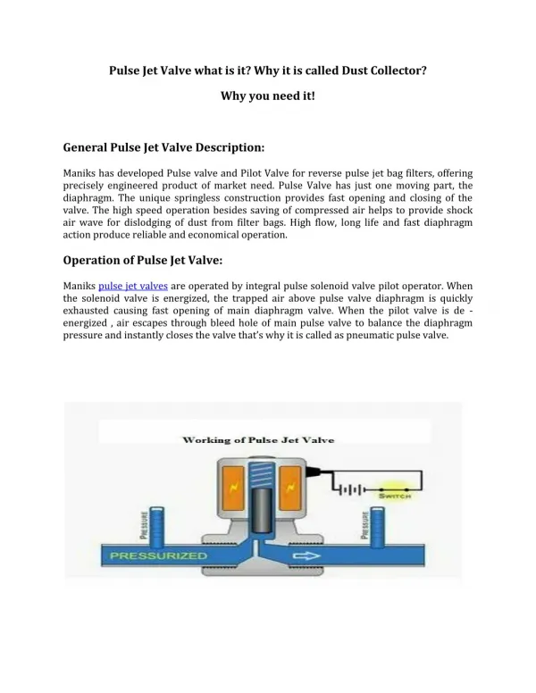 Pulse Jet Valve