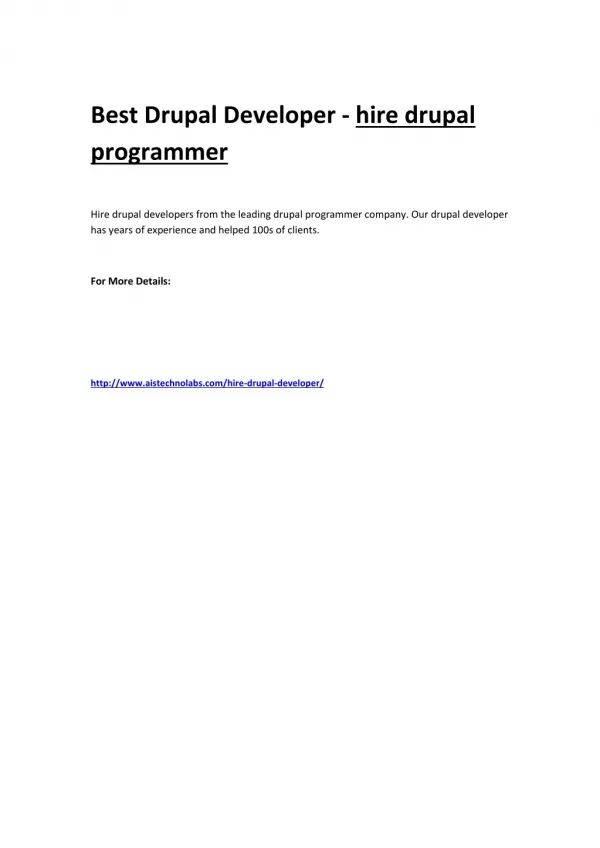 Best Drupal Developer - hire drupal programmer